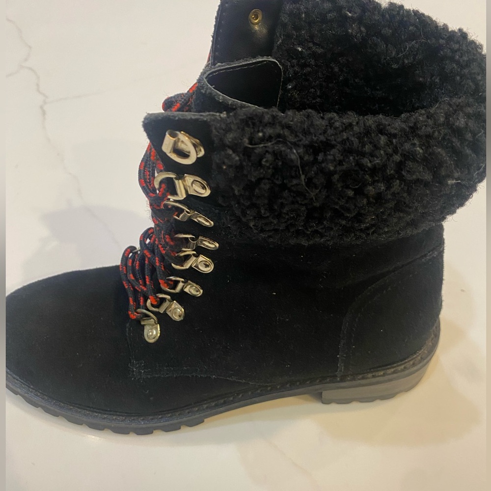 Steven By Steve Madden Black Combat Boots with Red Laces